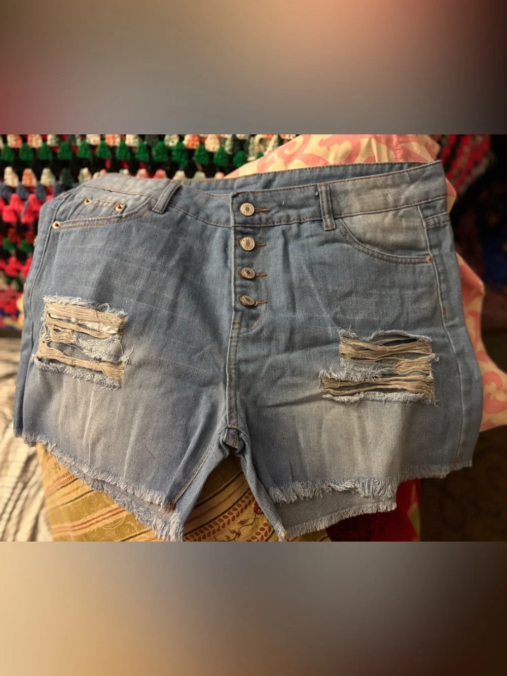 Button fly Distressed Cut Off Jean Shorts XXL